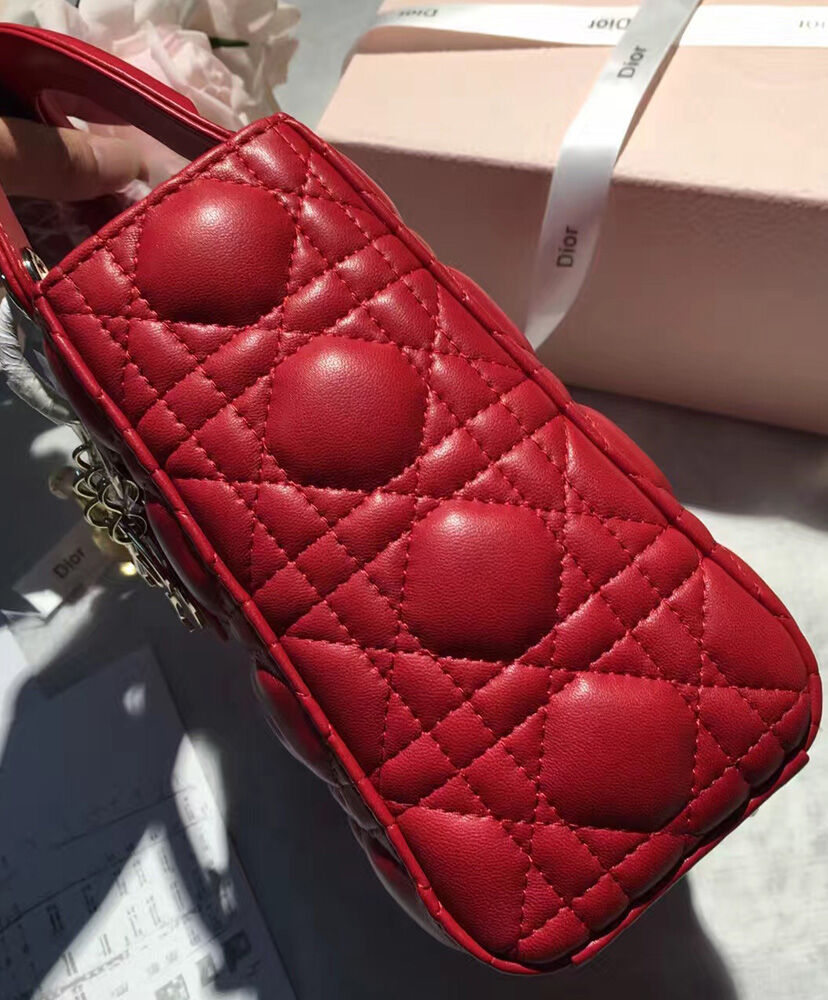 Christian Dior Lady Dior Lucky Badges Bag Red